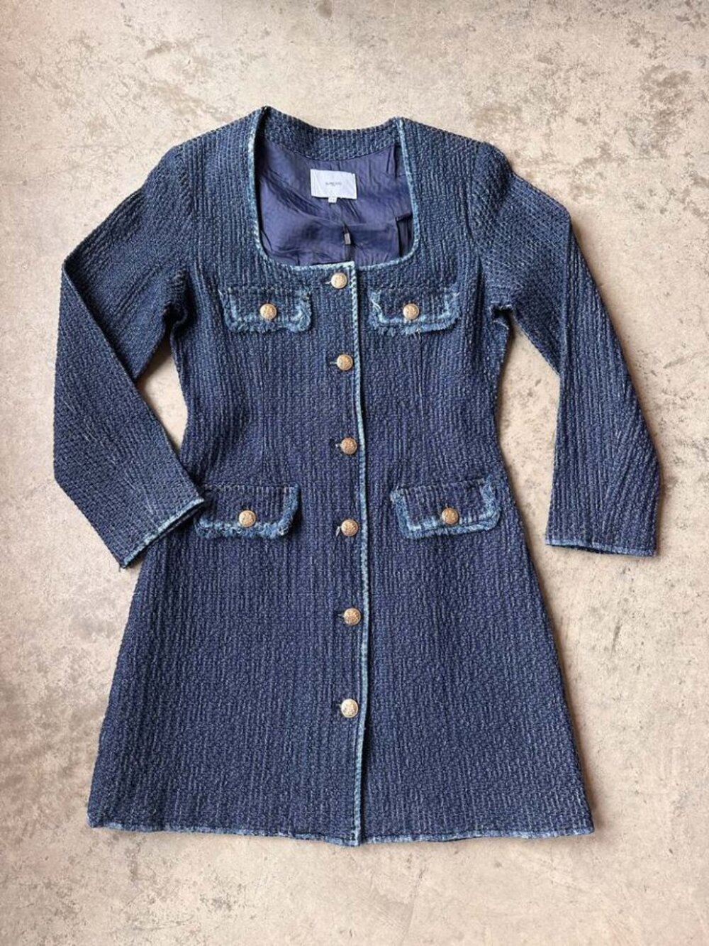 Suncoo Coco Blue Denim Shirt Dress Midi A-Line Button Front Women's T1 S